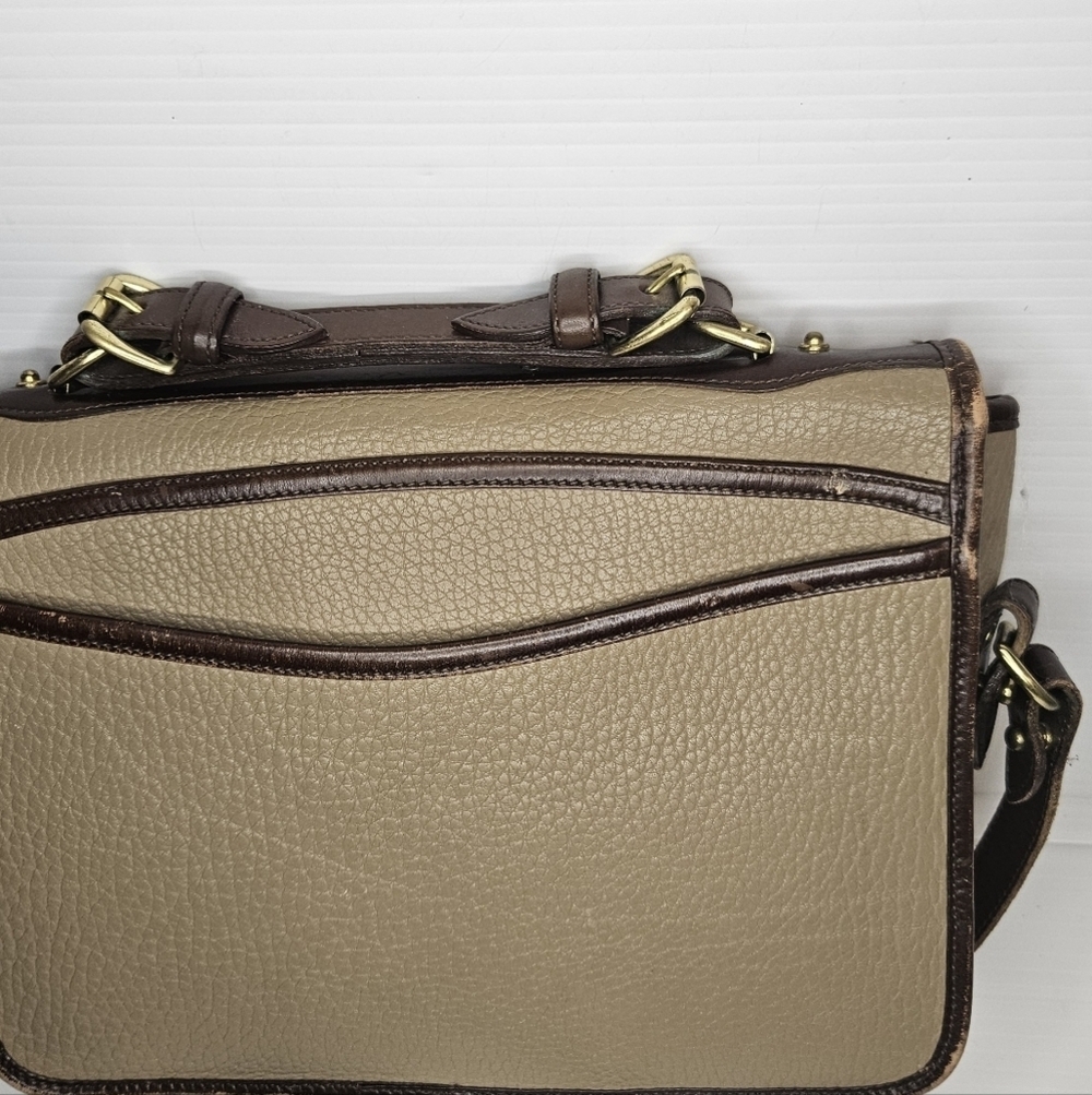 Vintage Dooney & Bourke Carrier Leather Satchel Taupe & Burnt Cedar Shoulder Bag - Picture 4 of 10